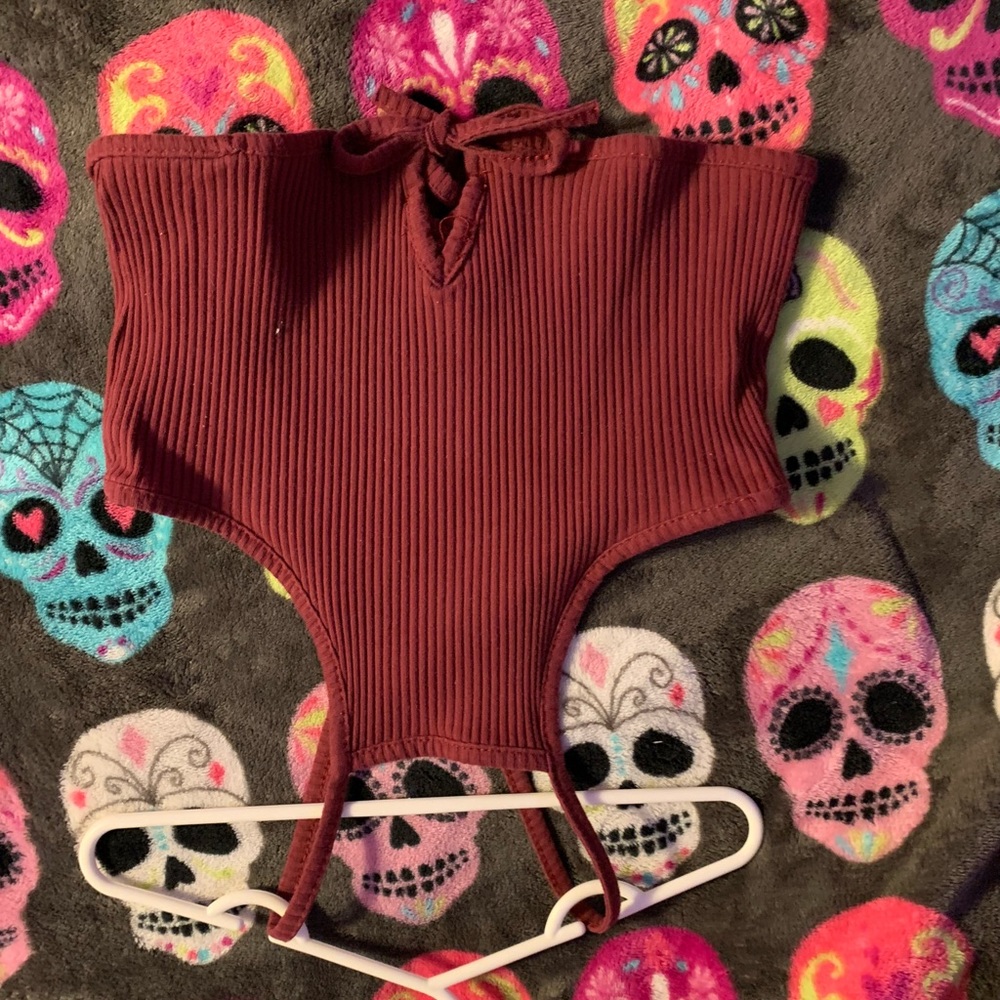 red crop top with cute bow